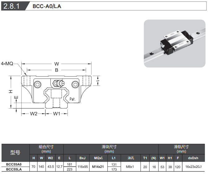 BCC-A0型号规格参数表